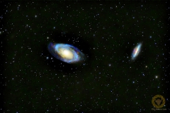 Bodes Galaxie M81 und Zigarrengalaxie M82 15 Bilder mit 4 Minuten, ISO 8000, 600 mm (Ausschnitt), F 6,3 an D 850 auf EQM 35 mit MGEN3