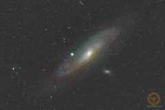 Andromedagalaxie. 68 Bilder mit 60 Sekunden, ISO 2500, 300 mm, F 2,8 an D850 auf Skyguider Pro. 15 Darks, je 20 Flats und Biases