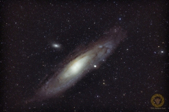 Andromeda Galaxie: 27 Bilder mit 120 Sekunden, ISO 8000, 600 mm, F 6,3 mit Nikon D850 auf EQM35Pro mit MGEN3