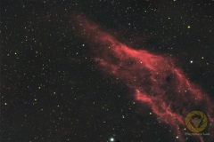 Californianebel, NGC1499. 71 Bilder mit 90 Sekunden, ISO 4000, D5300a, APO540, F 6,8 auf Skyguider Pro mit MGEN3, 13 Darks plus Flat, Bias, Daqrkflat