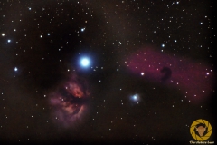 Flammen- und Pferdekopfnebel 63 Bilder mit 90 Sekunden, ISO 5000, 1000 mm, F 10 an Nikon D850 mit EQM 35 nachgeführt