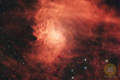 IC 405, Flammender Stern Nebel im Fuhrmann Eispfad. 28 Bilder Duonarrowband Ha und O3 mit 300 Sekunden, ISO 8000, D5300a, APO mit 540 mm, dazu 30 Bilder RGB für Sterne mit 45 Sekunden auf EQ6, Autoguiding MGEN3 . 5 Darks,
