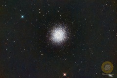 M13, Herkulessternhaufen, Groß Schönebeck. 46 Bilder mit 120 Sekunden, ISO 2500, RC6 mit 1340 mm, F 9.0 an D5300a auf EQ6 Pro. Stellarmate: Aufnahme, Autoguiding und Dithering. Keine Korrekturbilder.