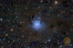NGC7023, Irisnebel im Kepheus. Eispfad: 32 Bilder mit 180 Sekunden, ASI071mc Pro, Gain 0, RC6 bei 990 mm, Autoguiding ASI220 mini, OAG, StellaVita, je 10 Darks, Flats, Darkflats