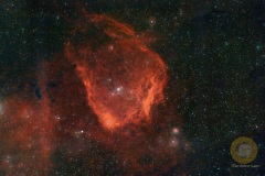 SH2-129, Flying Bat Nebula im Kepheus, Groß Schönebeck: 41 Bilder mit 300 Sekunden. ASI071 mc Pro, APo 190 mm, F 3.8, Gain 90, auf EQ6 Pro, Autoguiding ASI715 mc, 240 mm, Steuerung StellaVita, 10 Darks Drizzle 2 beim Stacken