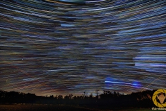 Startrails in Südausrichtung über dem Wisentgehege Springe 54 Bilder mit 90 Sekunden, ISO 1000, 16 mm, F 2,8 an Nikon Z6 ohne Nachführung