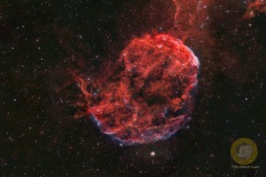 IC 443, Quallennebel, 109 Bilder mit 5 Minuten aus 3 Nächten. ASI 071 MC Pro, APO 540 mm, auf EQ6, Gain 100, Offset 25, Dithering, 30 Flats und Biases. Autoguiding OAG mit ASI 220 mini. Stellarmate OS auf Raspberry 4.