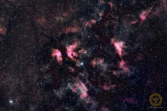 Gamma-Cygni-Nebel rund um Sadr im STernbild Schwan. 86 Bilder mit 90 Sekunden, ISO 1250, 135 mm, F 2,0 an Canon 60Da auf Skyguider Pro. 16 Darks, je 20 Flats und Bises