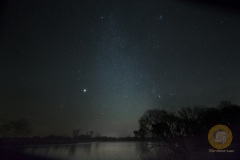 Jupiter, hier im Zwilling neben der Milchstraße über meinem Lieblingssee in Liebenwalde