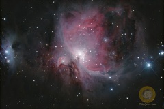 M42 Großer Orionnebel, Eispfad: 53 Bilder mit 90 Sekunden. RC6 mit 920 mm an D5300a auf EQ6. ISO 250, F6, 9 Darks, Auroguiding MGEN3