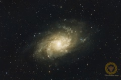 Dreiecksgalaxie M33, Septemper Wildpark Schorfheide:12 Bilder mit 120 Sekunden, ISO 8000, F 6,3, 600 mm an Nikon D5300a auf EQM35 Pro, MGEN3