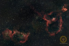 Herz- und Seelennebel. 33 Bilder mit 2 Minuten, ISO 1600, 250 mm, F 2,8 an Nikon D5300a auf EQM35 Pro mit MGEN3. 15 Darks, je 20 Biases, Flats, Darkflats
