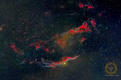 Östlicher Teil des Cirrusnebels. 17  Bilder mit 2 Minuten, ISO 1600, 250 mm, F 2,8 an Nikon D5300a auf EQM35 Pro mit MGEN3. 15 Darks, je 20 Biases, Flats, Darkflats