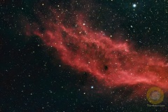 September: NGC 1499, Californis-Nebel. 32 Bilder mit 60 Sekunden, ISO 6400, Apo 540 mm an D5300a auf EQM35 Pro, MGEN, je 20 Flats, Darkflats, Biases, 14 Darks
