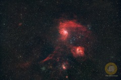 IC 405, Flaming Star Nebula, IC 410, Kaulquappennebel und der offene Sternhaufen M38: 93 Bilder mit 45 Sekunden, ISO 6400, 135 mm, F 2,0 an D5100a auf Staradventurer (CLS-Filter) je 20 Darks, Flats, Darkflats, Biases.