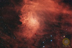 IC 405, Flammender Stern Nebel im Fuhrmann Eispfad. 28 Bilder Duonarrowband Ha und O3 mit 300 Sekunden, ISO 8000, D5300a, APO mit 540 mm, dazu 30 Bilder RGB für Sterne mit 45 Sekunden auf EQ6, Autoguiding MGEN3 . 5 Darks,