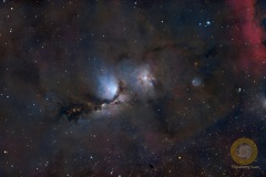 M78, Eispfad: 30 Bilder mit 5 Minuten, APO 540 mm, ASI071MC Pro auf EQ6, gain 150, offset 10, Autoguiding OAG ASI 220 mini (first light). Dithering, 30 Biases
