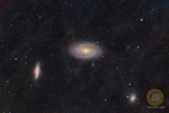 M81 und M82. Eispfad. 51 Bilder mit 180 Sek. ASi071 MC Pro an APO 80/540. Gain 100, Offset 30. Autoguiding OAG mit ASI220 mini, 30 Flats, 30 Dark-Flats, 10 Darks. Dithering und Drizzle 2.