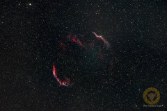 NGC6992, Cirrus-Nebel im Schwan. 41 Bilder mit 75 Sekunden, ISO 1000, D5300a, 135 mm, F 2,0 auf Staradventurer. 10 Darks, 20 Biases