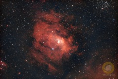NGC 7635 Blasennebel in Kassiopeia, 42 Bilder mit 180 Sekunden, ISO 8000, RC6  920 mm, F 6, an D5300a auf EQ6 mit MGEN3, 6 Darks,10 Biases. Fast Vollmond, Schnee.