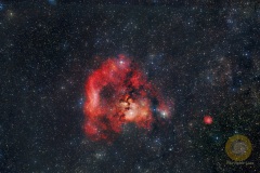 NGC7822,  Fragezeichen, Teddybär-Nebel im Kepheus. 2 Nächte, Wildpark und Groß Schönebeck: 100 Bilder mit 120 Sekunden, ISO 640, F 2.0, 135 mm an Nikon D5300a auf Staradventurer, Dithering, 20 Flats, 20 Biases, kein Guiding