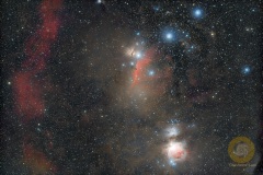 Orion Widefield, Eispfad: 89 Bilder mit 60 Sekunden, ISO 1600, F 2.0 135 mm, D5100a auf Skyguider Pro. 27 Darks