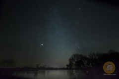 Jupiter, hier im Zwilling neben der Milchstraße über meinem Lieblingssee in Liebenwalde